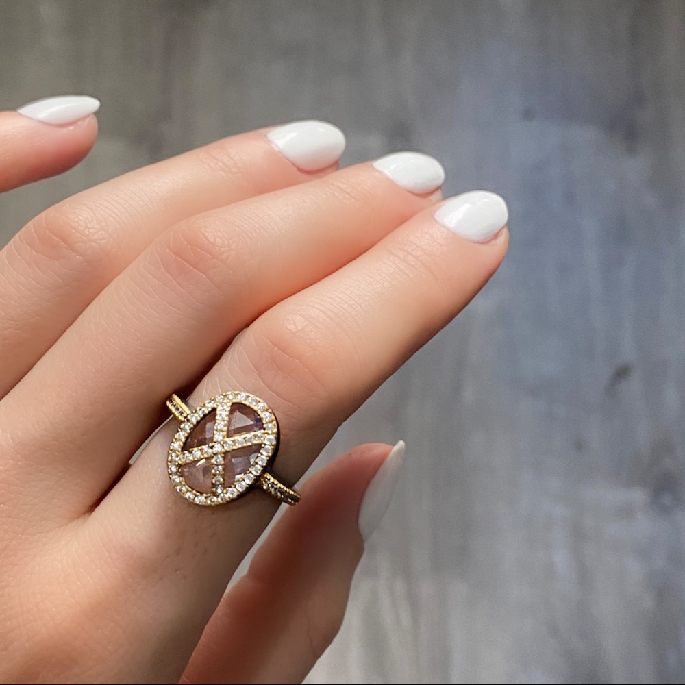 Industrial Oval Cocktail Ring 14K & Black Rhodium